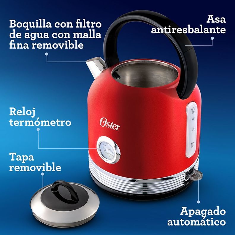 Hervidor eléctrico Oster® con capacidad de 2.5 L BVSTKT900R-6