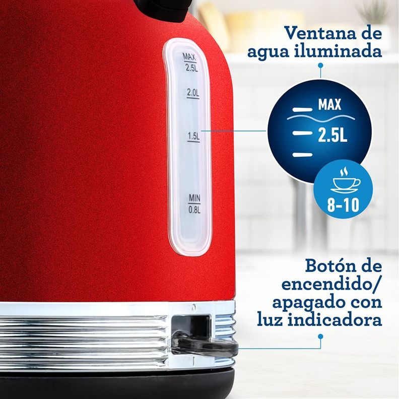 Hervidor eléctrico Oster® con capacidad de 2.5 L BVSTKT900R-4