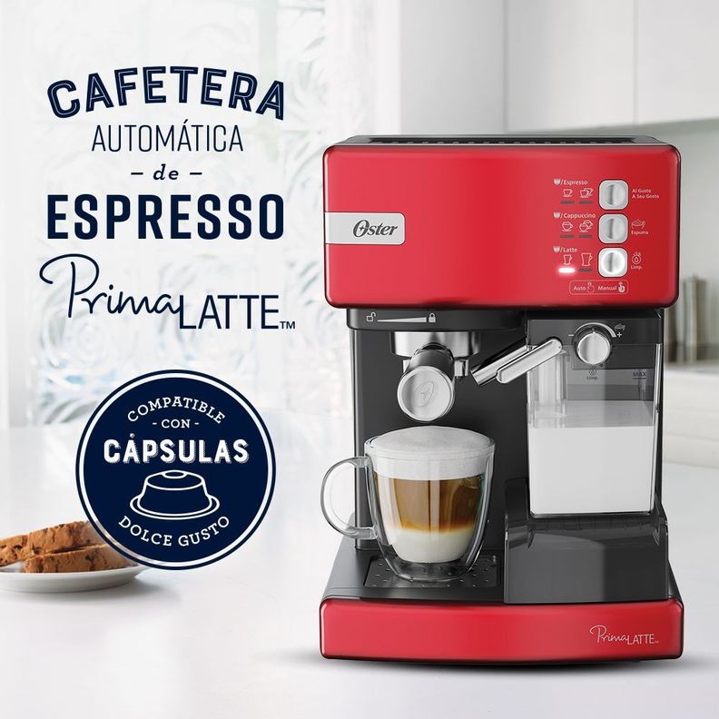 Cafetera automática de espresso roja Oster® PrimaLatte™ BVSTEM6603R-1