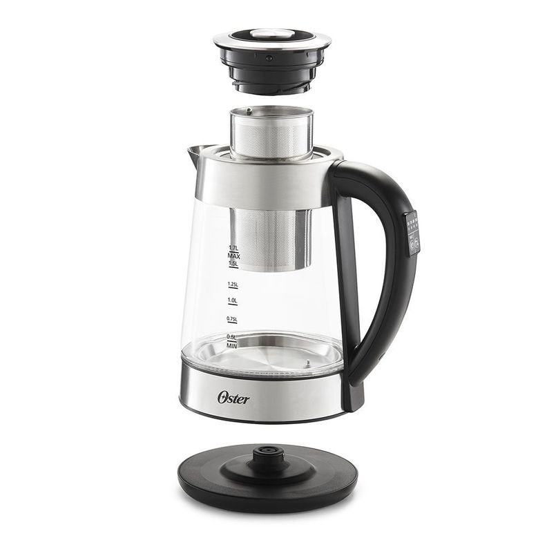 Hervidor eléctrico Oster® de vidrio con selección de temperatura e infusor de té BVSTKT8990-3