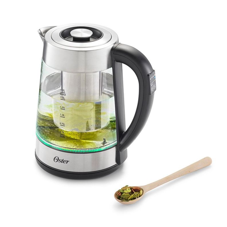 Hervidor eléctrico Oster® de vidrio con selección de temperatura e infusor de té BVSTKT8990-4