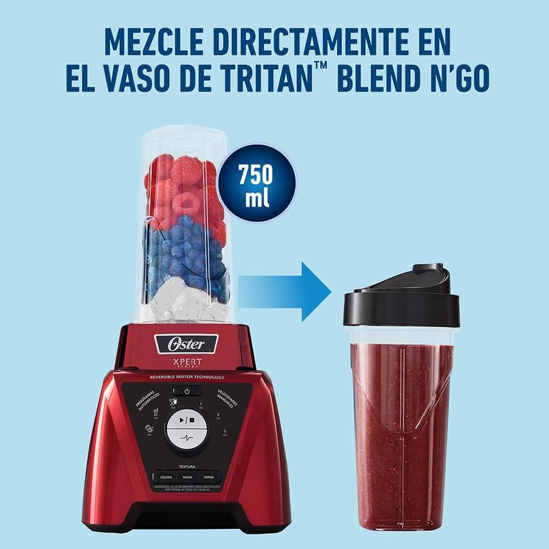 Licuadora Xpert Series™ roja control de textura y Blend N Go BLST3BRPG-4