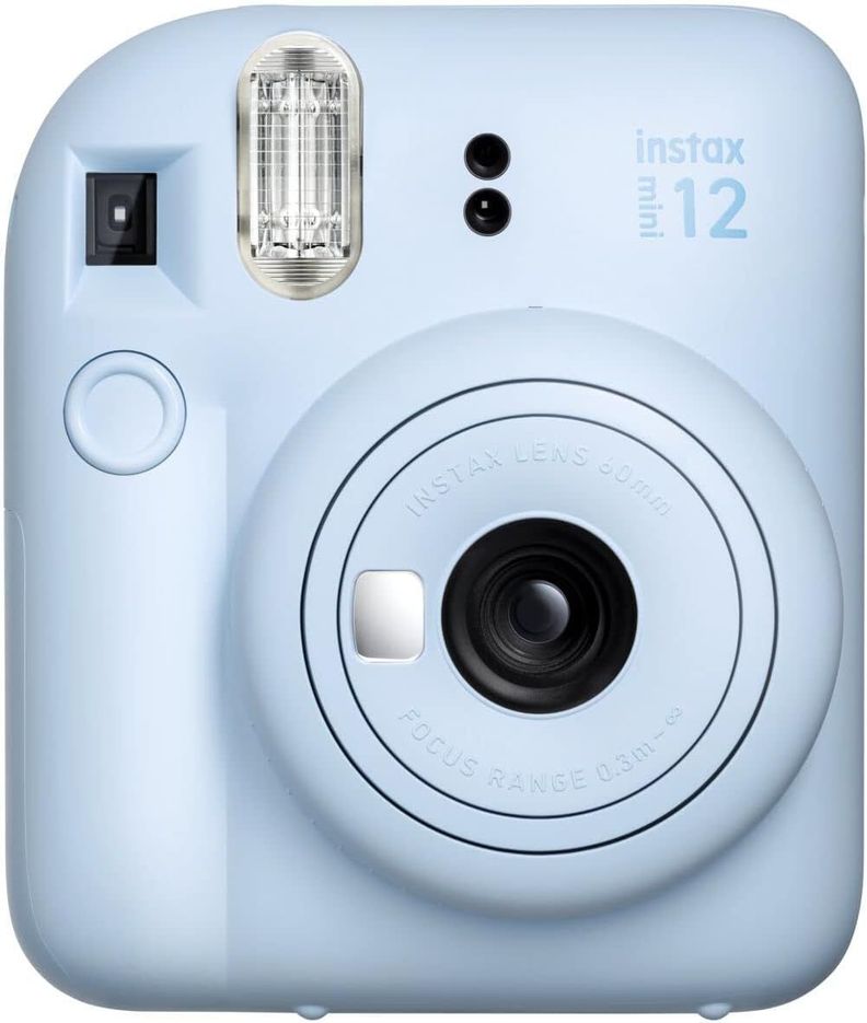 SET COMPLETO CÁMARA FUJIFILM INSTAX MINI 12 CELESTE +20 PELÍCULAS +ACCESORIOS-1