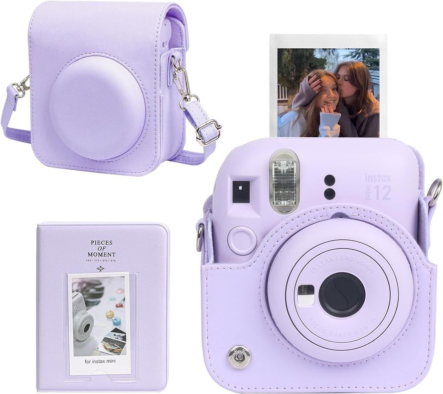SET COMPLETO CÁMARA FUJIFILM INSTAX MINI 12 LILA +20 PELÍCULAS +ACCESORIOS-2