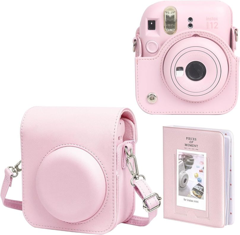 SET COMPLETO CÁMARA FUJIFILM INSTAX MINI 12 ROSADA +20 PELÍCULAS +ACCESORIOS-2