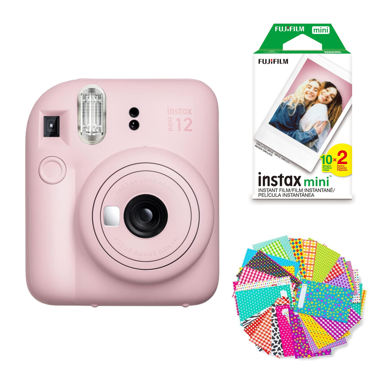 SET CAMARA FUJIFILM INSTAX MINI 12 + 20 FILM + MARCOS ADHESIVOS