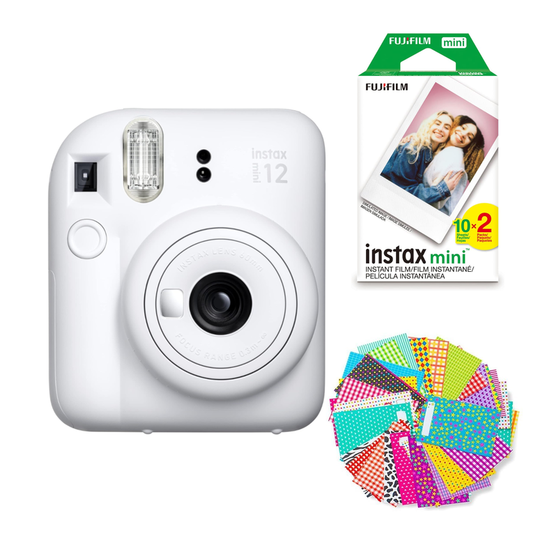 SET CAMARA FUJIFILM INSTAX MINI 12 + 20 FILM + MARCOS ADHESIVOS
