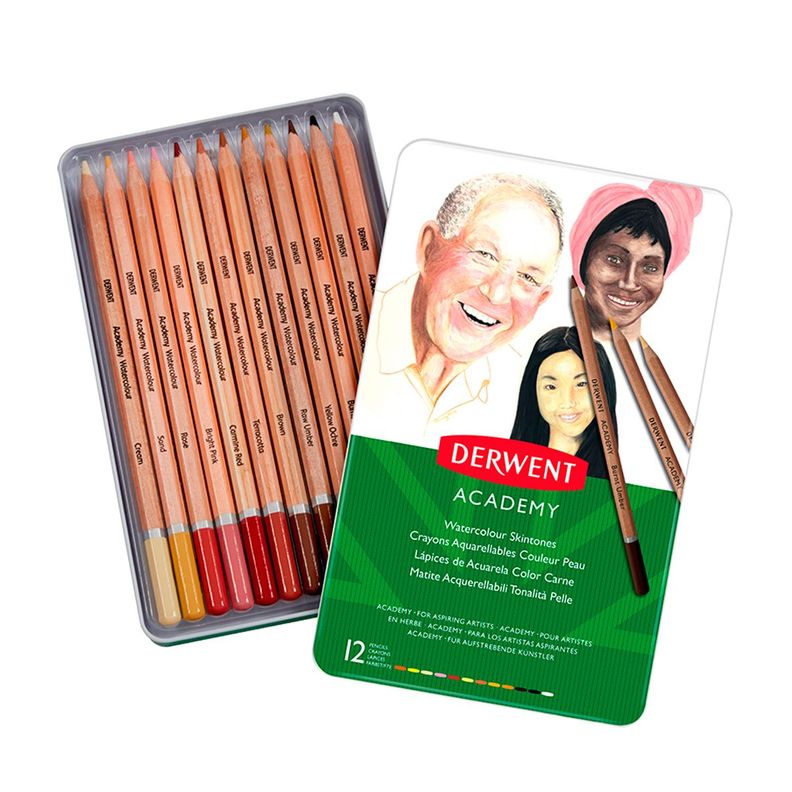 Caja de Lápices Acuarela Skin 12 Colores - Derwent Academy-1