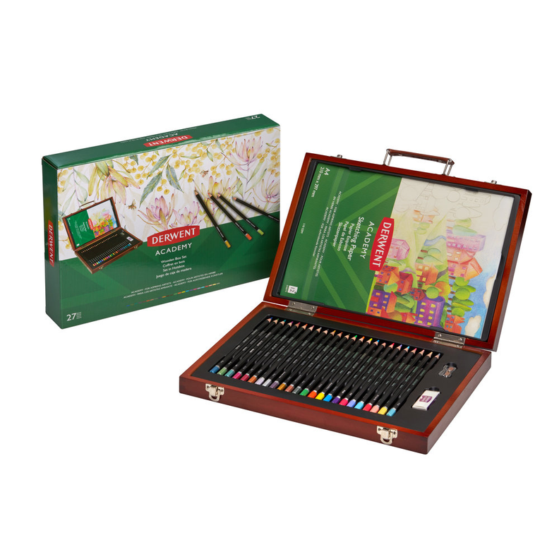 Set de 24 Lapices en caja de Madera Derwent Academy-1