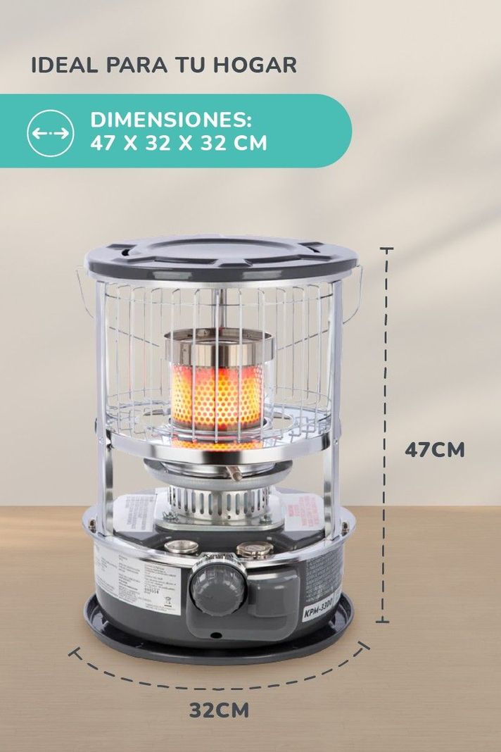 Estufa Parafina Kerosene Mecha  KPM-3300 Gris-4