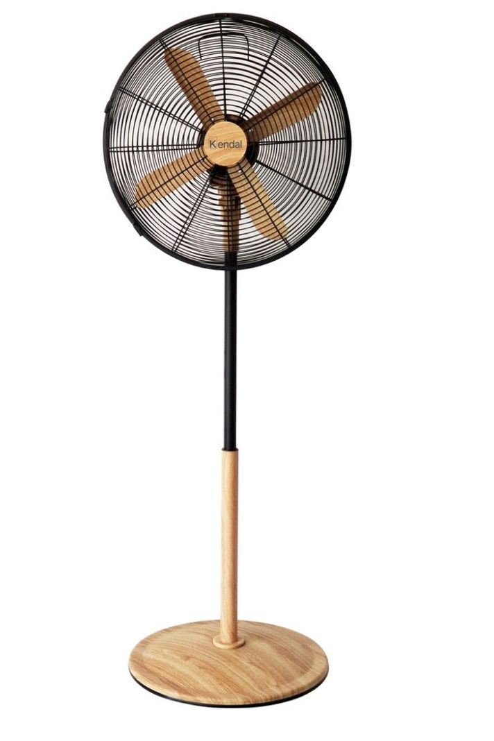 Ventilador Pedestal 16 Pulgadas KZF-1616F Kendal Madera Met Cafe Claro