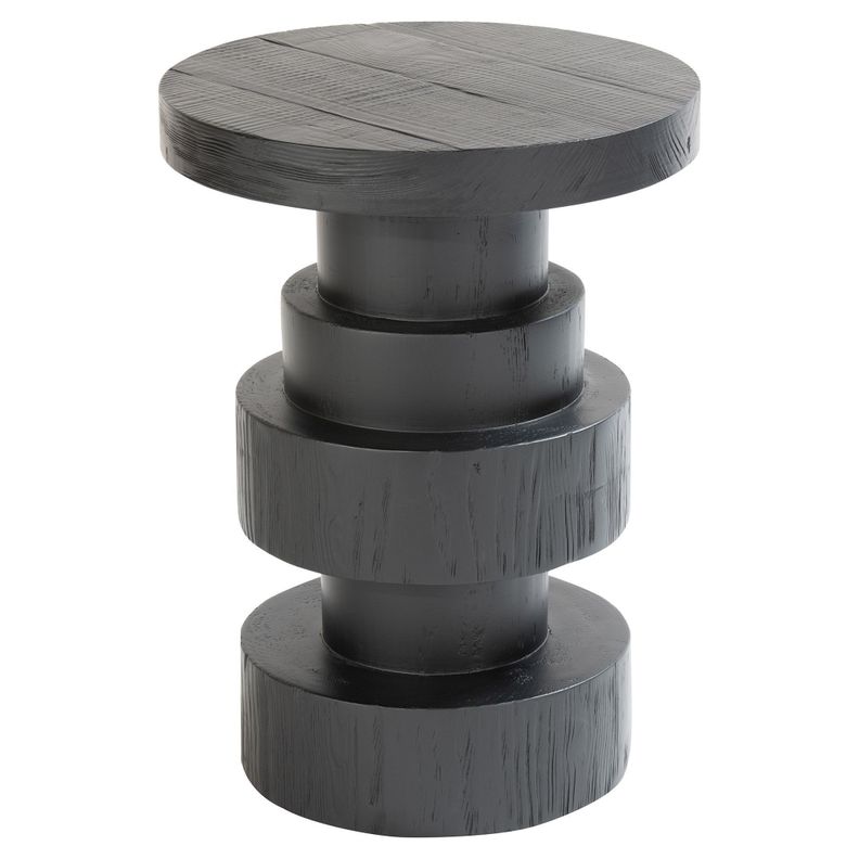 Mesa Lateral Tainan de madera estilo pieza de ajedrez Negro