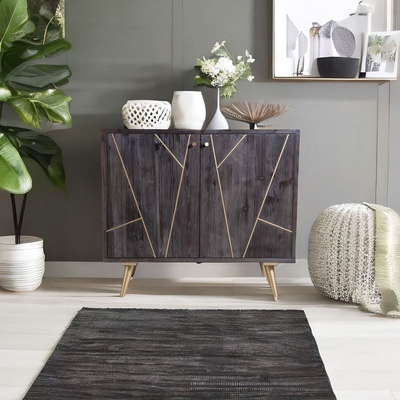 Comoda mong de madera negra 102x90-1