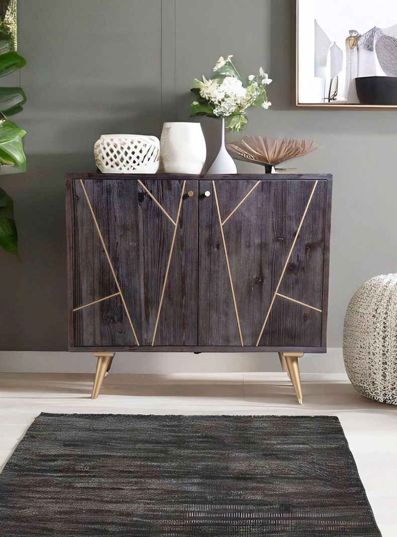 Comoda mong de madera negra 102x90-5