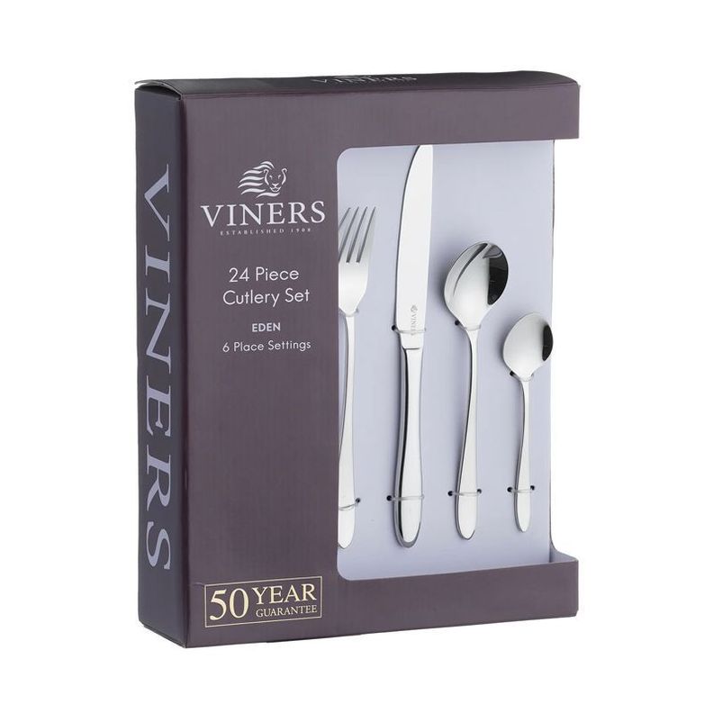 Set Cubiertos Eden 24 Piezas Acero Inoxidable Gris