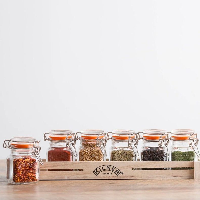 Set 6 Frascos Kilner Especias 70ml + Caja Madera-0