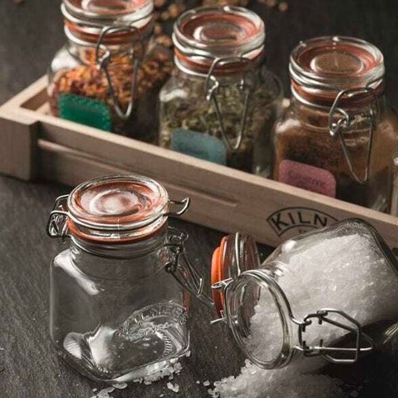 Set 6 Frascos Kilner Especias 70ml + Caja Madera-1