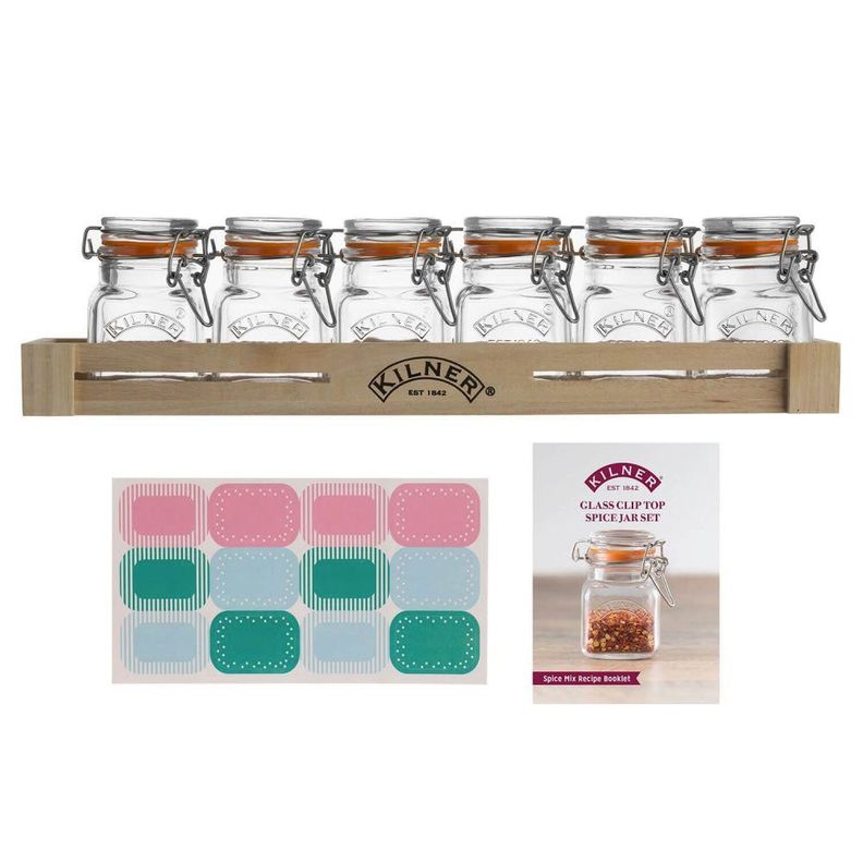 Set 6 Frascos Kilner Especias 70ml + Caja Madera-4