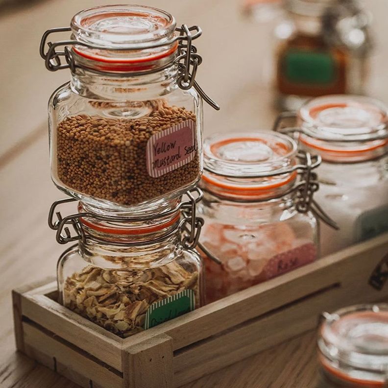 Set 6 Frascos Kilner Especias 70ml + Caja Madera-5