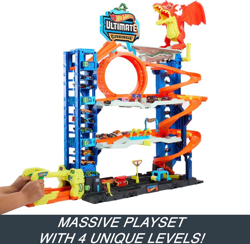 Playset Hot Wheels City Ultimate Garage con 2 coches y 50 coches-2