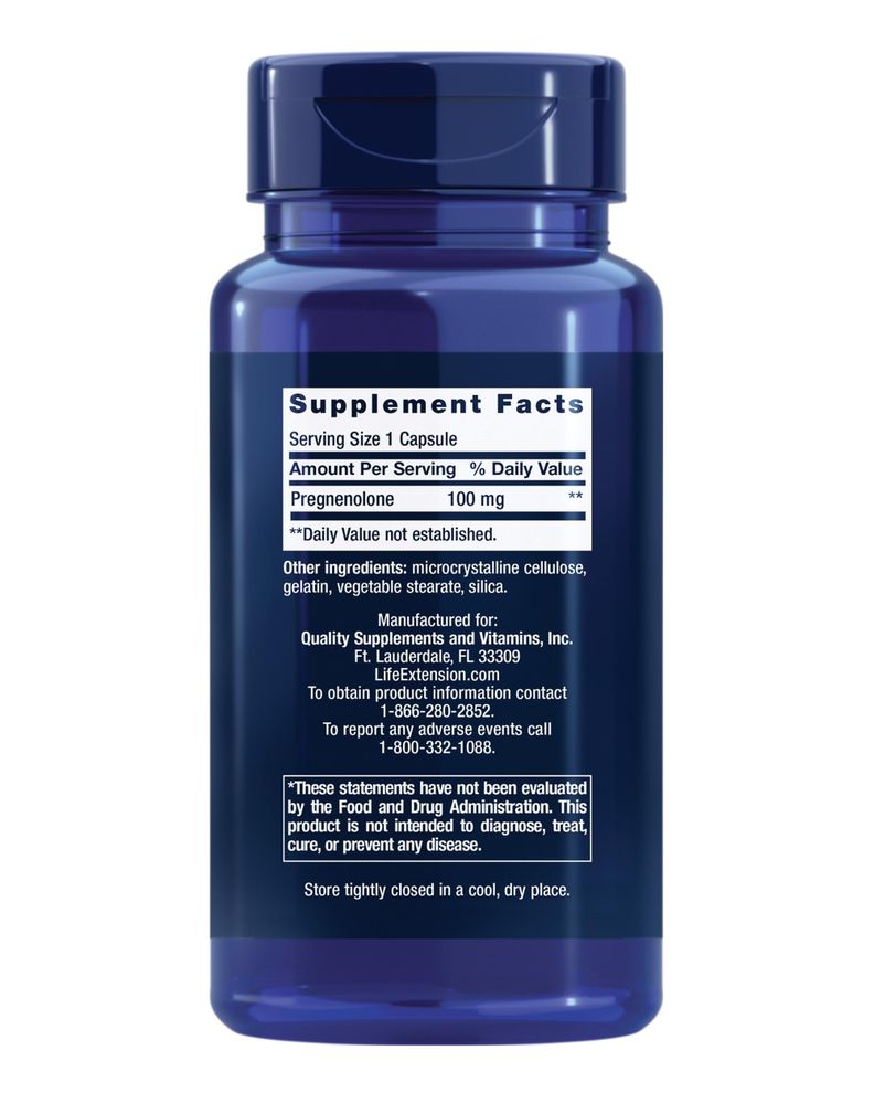 Suplemento Life Extension Pregnenolona 100 mg 100 cápsulas-1
