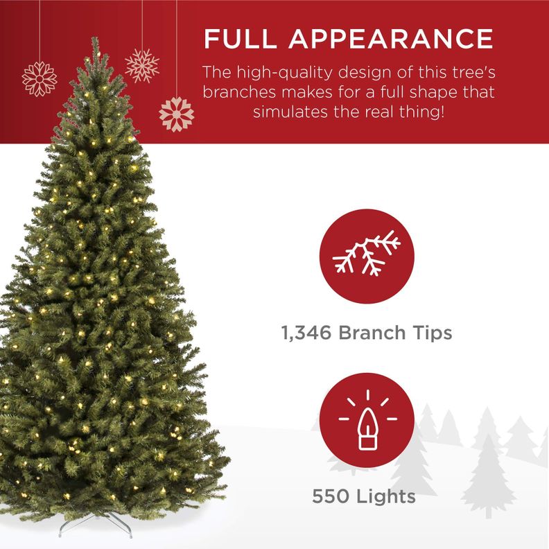 Árbol de Navidad Best Choice Products, 7.5 pies con 550 luces-1