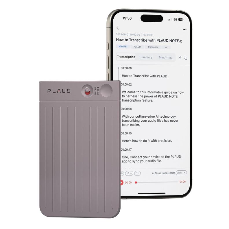 Grabadora de voz AI PLAUD Note con funda de 64 GB de memoria en 57 idiomas-0