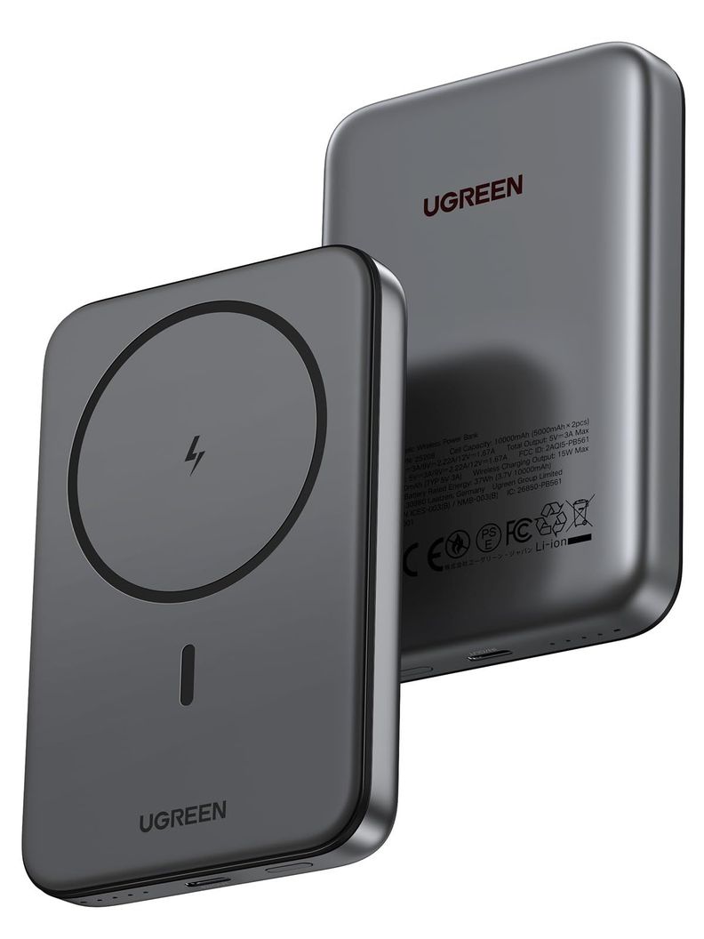 Banco de energía magnético UGREEN 10,000mAh Inalámbrico PD 20W Negro-0