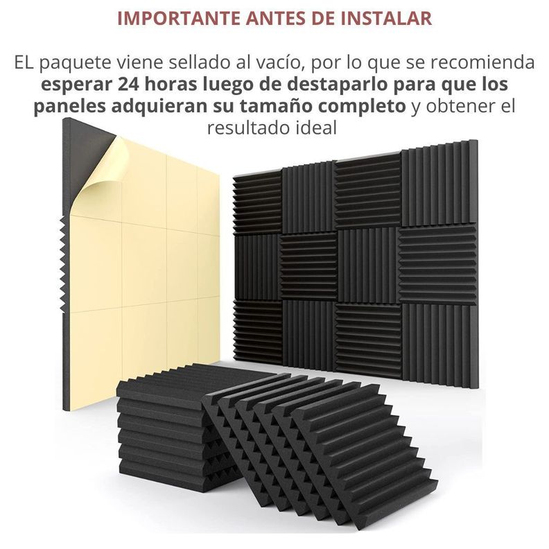 Pack de 12 Paneles Acústicos De Espuma Adhesivos Aislantes De Sonido-4