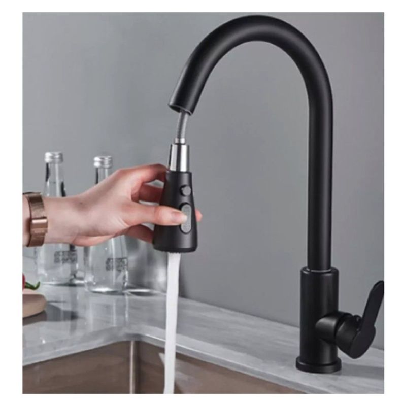 Grifo De Cocina Con Rociador Extraíble Llave Monomando Lavaplatos-3