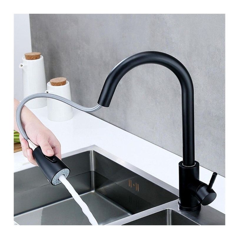 Grifo De Cocina Con Rociador Extraíble Llave Monomando Lavaplatos-4