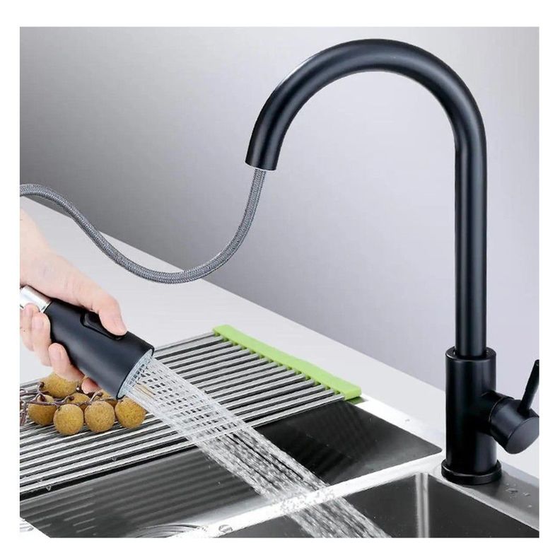 Grifo De Cocina Con Rociador Extraíble Llave Monomando Lavaplatos-5