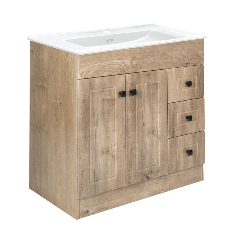 Kit Mueble Vanitorio Domsa Color Nogal B80PH-WOOD+P-80-2