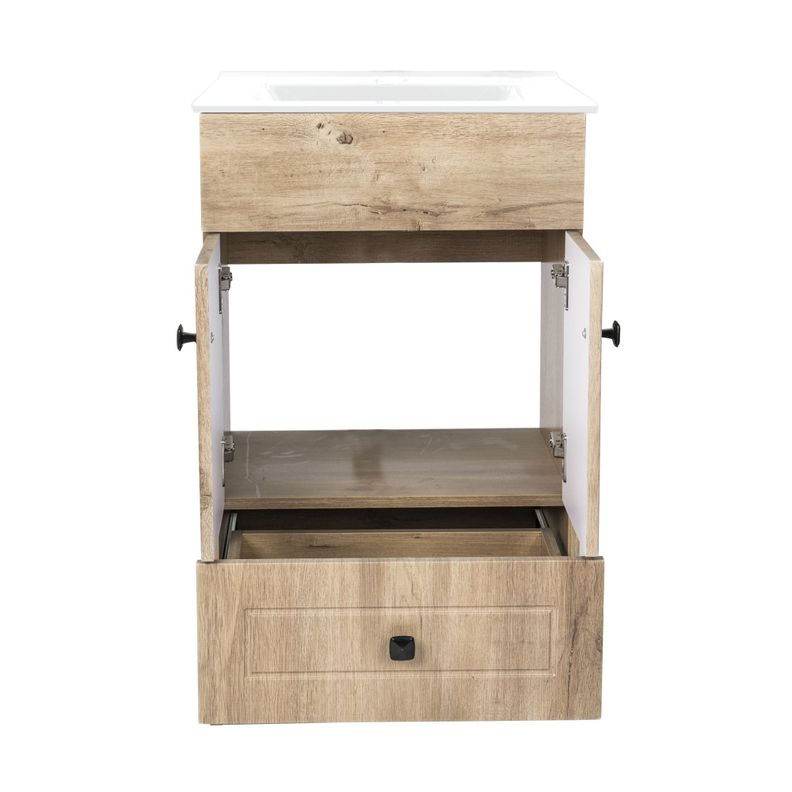 Kit Mueble Vanitorio Domsa Color Nogal B50PH-WOOD+50C-1