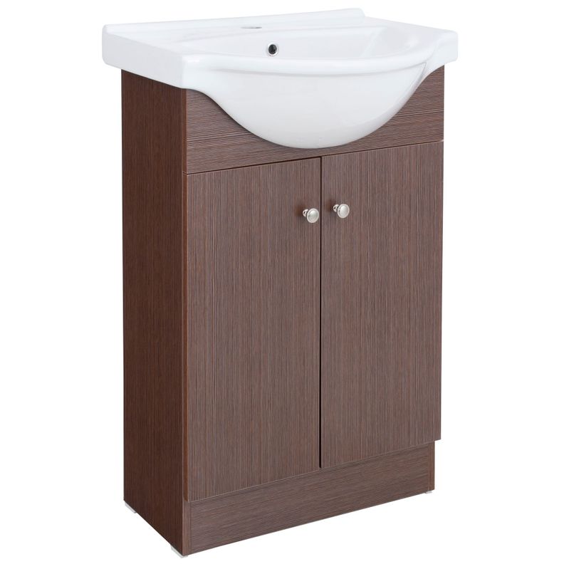 Kit Mueble Vanitorio Domsa Color Nogal MB55Z+55Z-1
