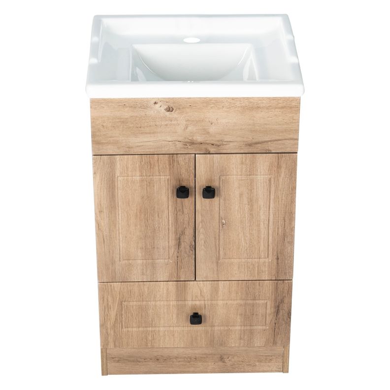 Kit Mueble Vanitorio Domsa Color Nogal B50PH-WOOD+F-50-1