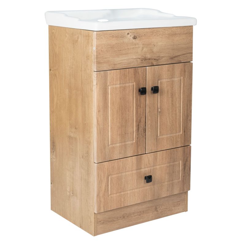 Kit Mueble Vanitorio Domsa Color Nogal B50PH-WOOD+F-50-3