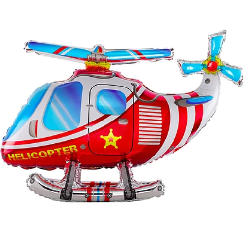 Globo Metalico Helicoptero Rojo 30x51x82Cm-0