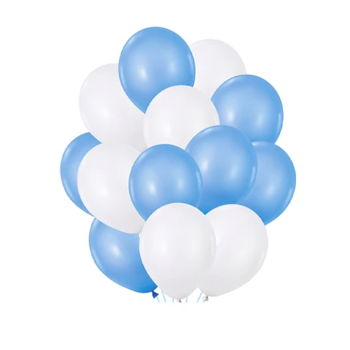 Set De Globos Latex Blanco Y Celeste 25Pcs 23Cm-0