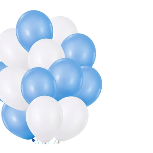 Set De Globos Latex Blanco Y Celeste 25Pcs 23Cm-1