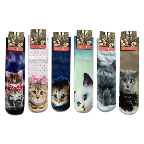 Calceta De Mujer Diseño Gato 12 Unidades-1