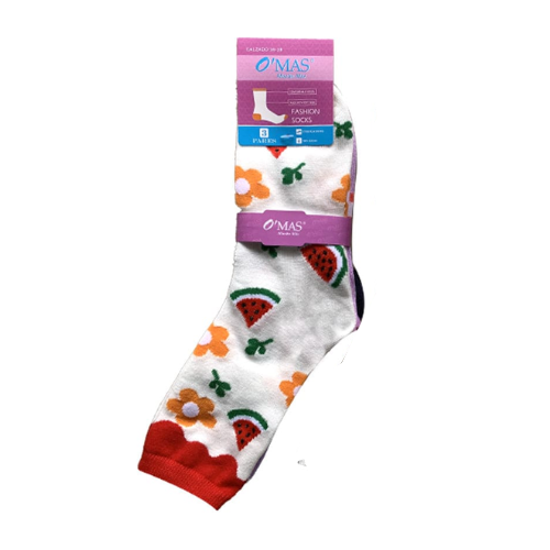 Calcetin Lola Media Caña Diseño Fruta Talla 36-39 12 Unid-0