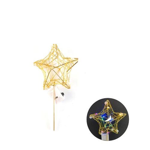 Topper De Estrella Con Luces De Colores 8x17cm-1