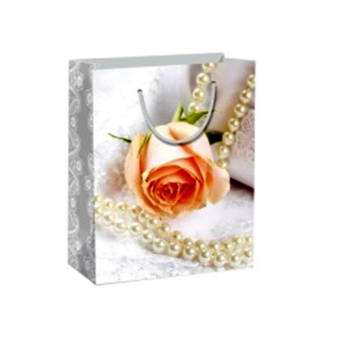 Bolsa De Regalo Rosas Blancas Perlas 26X10X32Cm 12 Unid-0
