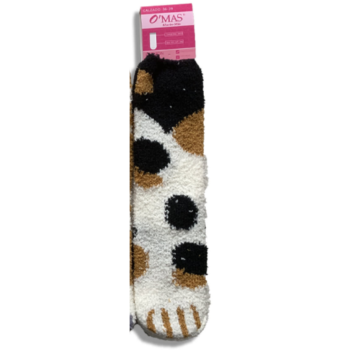 Calcetines Plush Mujer Corte Medio Garra Mascota 12 Unid-0