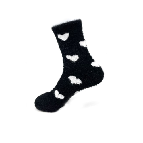 Calcetines De Mujer Plush Con Diseño Flores Corazon 12 Unid-0