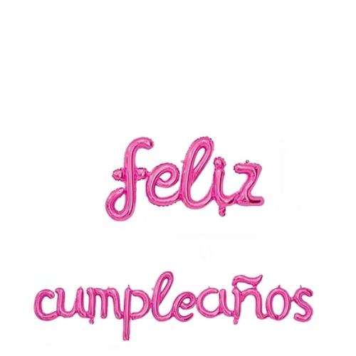 Set De Globos Metálicos Feliz Cumpleaños Color Fucsia 16 Pulgadas-1