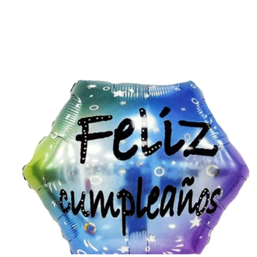 Globo metalico feliz cumpleaños Hexagono 45x51Cm-1