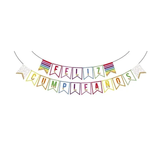 Guirnalda Feliz Cumpleaños Con Bordes Multicolor 5m-0