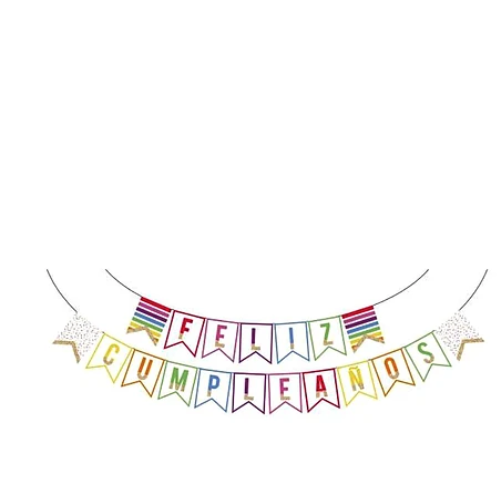 Guirnalda Feliz Cumpleaños Con Bordes Multicolor 5m-1
